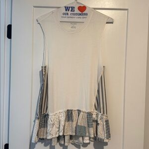 Pilcro Cream Knit Top with ruffle bottom